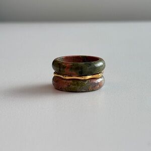 Stone Trilogy Stack Unakite Ring Set Of 3 Bands, Size 10